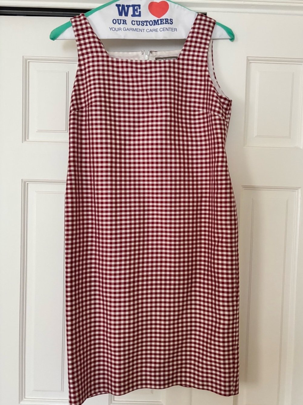 Silk Red Gingham Check Sleeveless Shift Dress